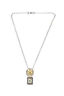 Gold Finish Kundan Polki & Red Onyx Pendant Necklace