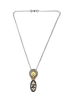 Gold Finish Kundan Polki & Labradorite Pendant Necklace