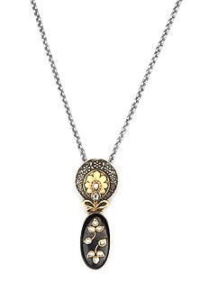 Gold Finish Kundan Polki & Labradorite Pendant Necklace