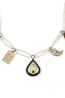 Gold Finish Green Aventurine Handcrafted Long Necklace In Sterling Silver