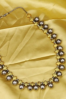 Gold Finish Handcrafted Long Necklace In Sterling Silver
