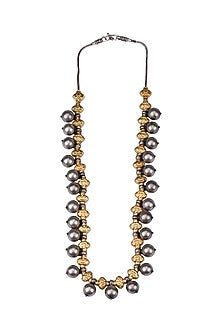 Gold Finish Handcrafted Long Necklace In Sterling Silver