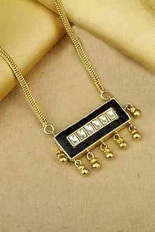 Gold Finish Handcrafted Pendant Necklace In Sterling Silver