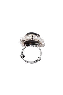 Gold Finish Handcrafted Ring With Labradorite Stone In Sterling Silver