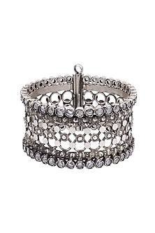 Gold Finish Handcrafted Bangle In Sterling Silver
