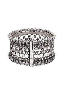 Gold Finish Handcrafted Bangle In Sterling Silver