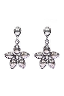 Silver Finish Motif Handcrafted Dangler Earrings In Sterling Silver