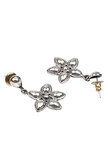 Silver Finish Motif Handcrafted Dangler Earrings In Sterling Silver