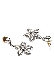 Silver Finish Motif Handcrafted Dangler Earrings In Sterling Silver