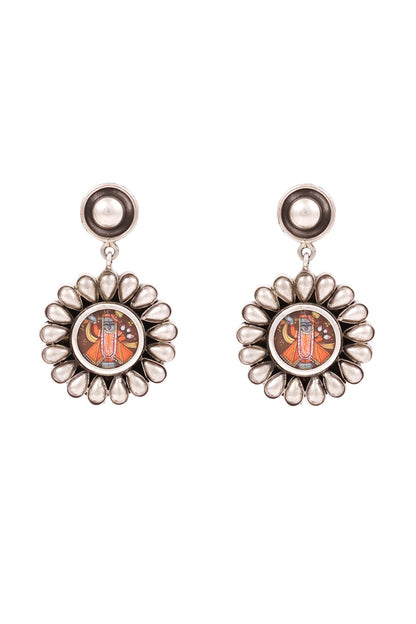 Silver Finish Kundan Handcrafted Dangler Earrings In Sterling Silver