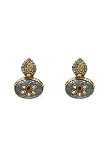 Silver Finish Jade Dangler Earrings In Sterling Silver