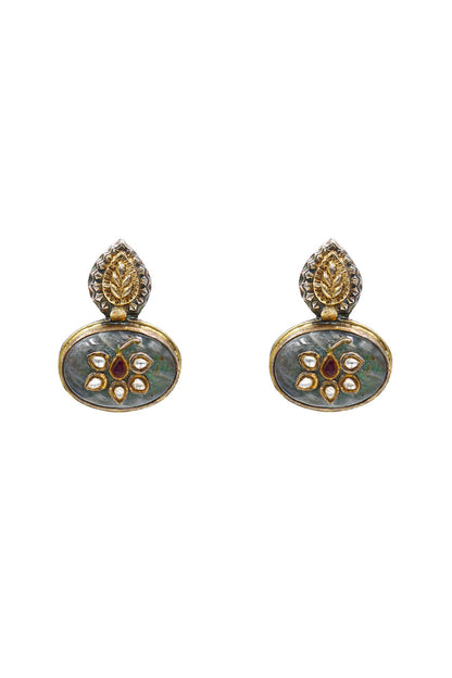 Silver Finish Jade Dangler Earrings In Sterling Silver
