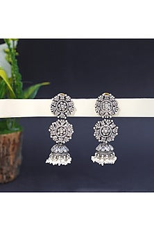 Silver Finish Handcrafted Dangler Earrings In Sterling Silver
