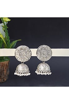 Silver Finish Pearl Dangler Earrings In Sterling Silver