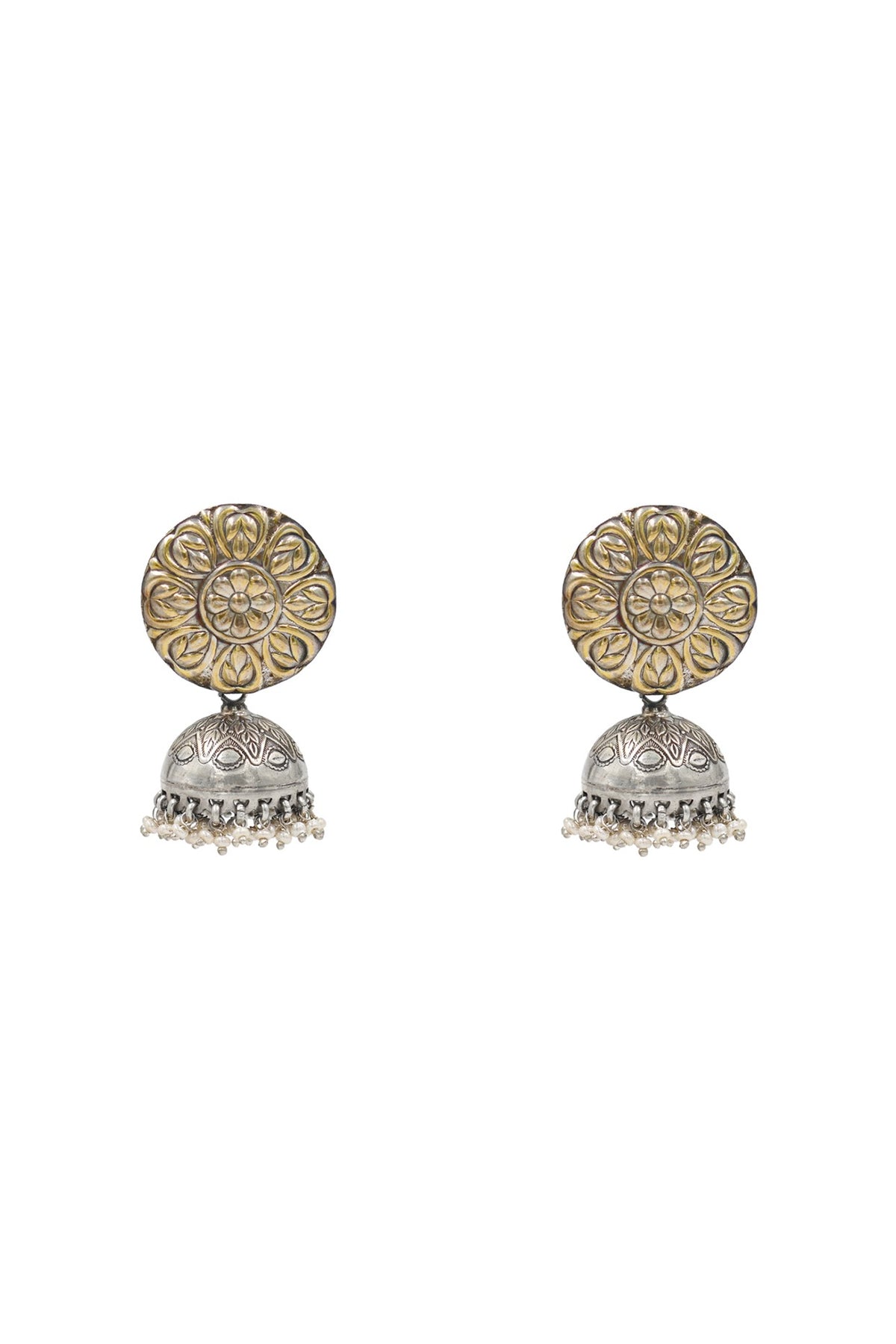 Silver Finish Pearl Dangler Earrings In Sterling Silver