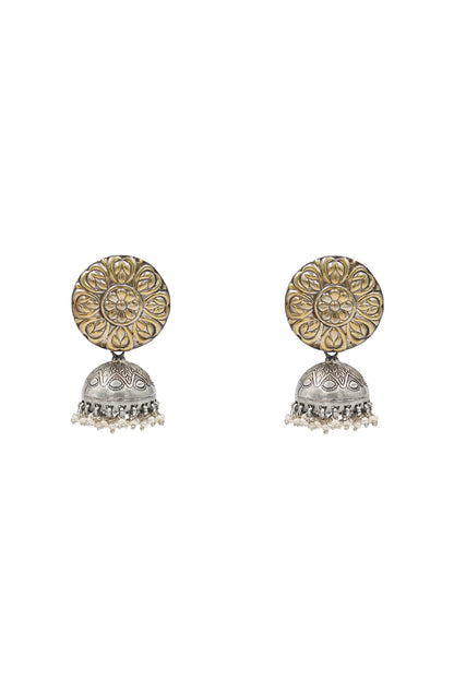 Silver Finish Pearl Dangler Earrings In Sterling Silver