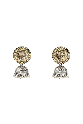 Silver Finish Pearl Dangler Earrings In Sterling Silver