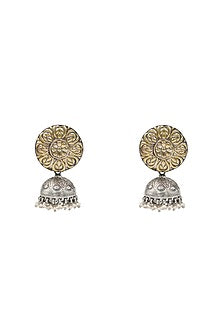 Silver Finish Pearl Dangler Earrings In Sterling Silver