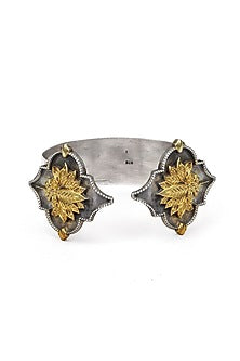 Gold Plated Silver Handcrafted Adjustable Handcuff In Sterling Silver
