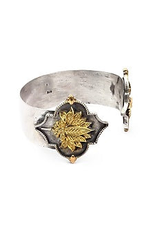 Gold Plated Silver Handcrafted Adjustable Handcuff In Sterling Silver