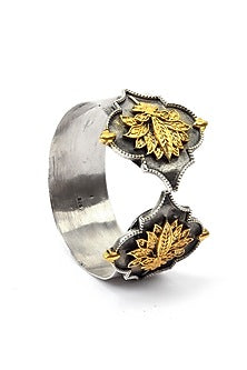 Gold Plated Silver Handcrafted Adjustable Handcuff In Sterling Silver