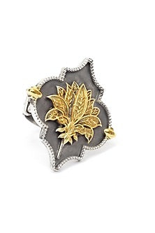 Gold Plated Silver Handcrafted Adjustable Ring In Sterling Silver