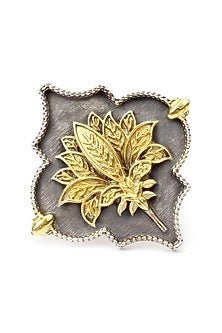 Gold Plated Silver Handcrafted Adjustable Ring In Sterling Silver