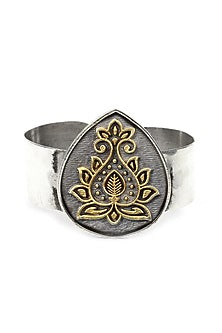 Gold Plated Silver Handcrafted Handcuff In Sterling Silver