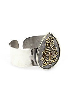 Gold Plated Silver Handcrafted Handcuff In Sterling Silver