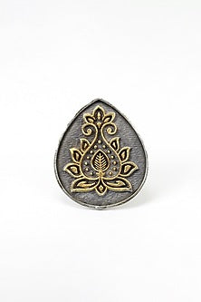 Gold Plated Silver Adjustable Ring In Sterling Silver
