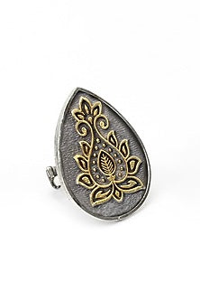 Gold Plated Silver Adjustable Ring In Sterling Silver