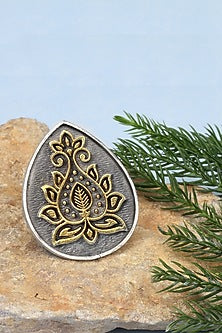 Gold Plated Silver Adjustable Ring In Sterling Silver