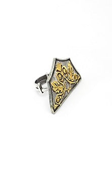 Gold Plated Silver Adjustable Ring In Sterling Silver