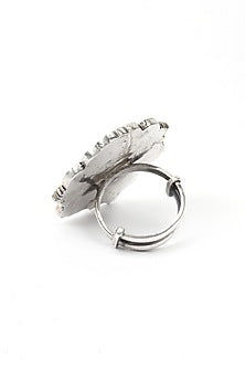 Gold Plated Silver Handcrafted Adjustable Ring In Sterling Silver