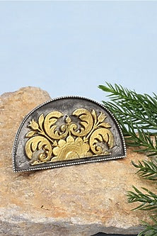 Gold Plated Silver Handcrafted Adjustable Ring In Sterling Silver