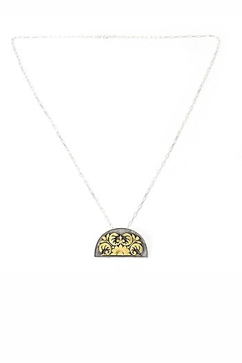 Gold Plated Silver Handcrafted Pendant Chain Necklace In Sterling Silver
