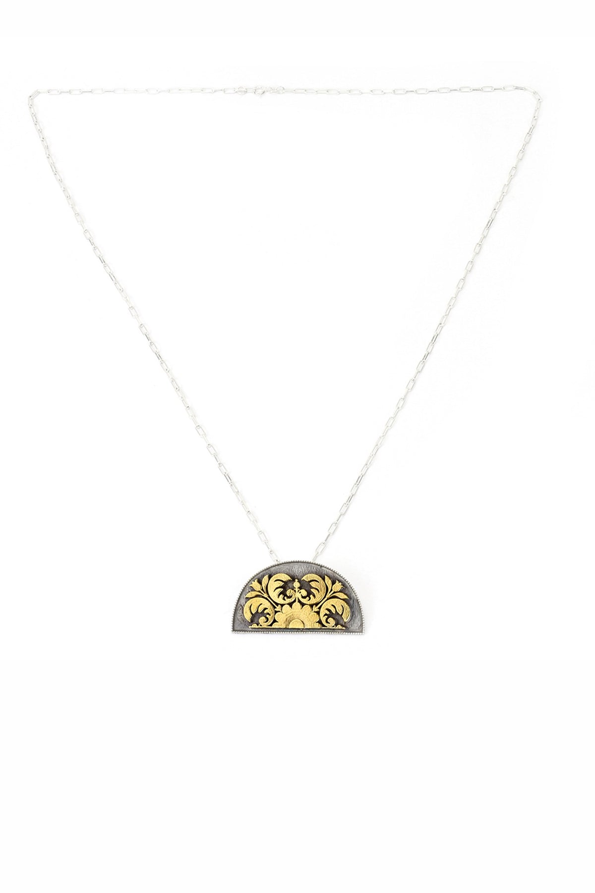 Gold Plated Silver Handcrafted Pendant Chain Necklace In Sterling Silver