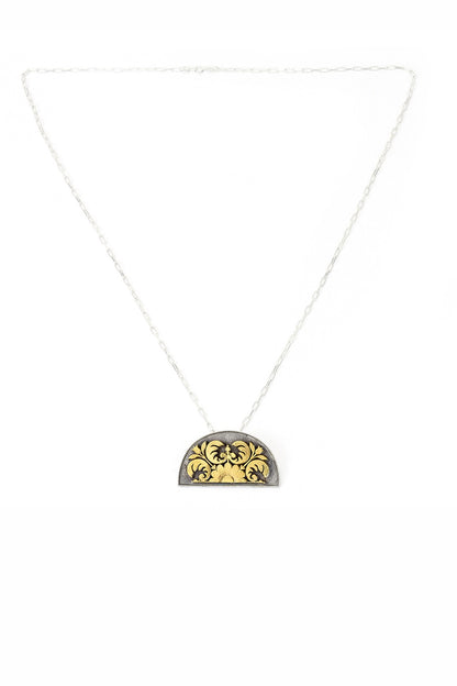 Gold Plated Silver Handcrafted Pendant Chain Necklace In Sterling Silver