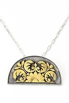 Gold Plated Silver Handcrafted Pendant Chain Necklace In Sterling Silver