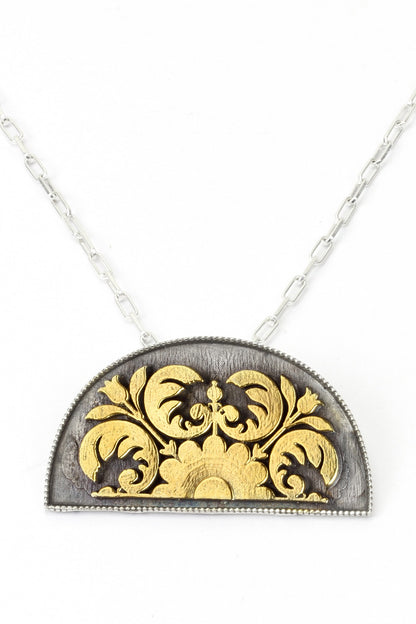 Gold Plated Silver Handcrafted Pendant Chain Necklace In Sterling Silver