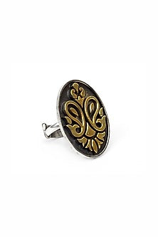 Gold Plated Silver Adjustable Ring In Sterling Silver