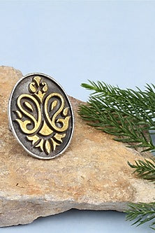 Gold Plated Silver Adjustable Ring In Sterling Silver