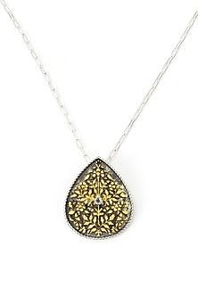 Gold Plated Silver Handcrafted Pendant Chain Necklace In Sterling Silver