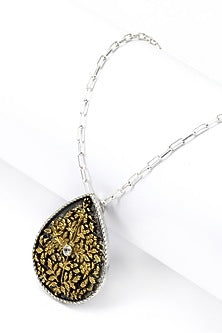 Gold Plated Silver Handcrafted Pendant Chain Necklace In Sterling Silver