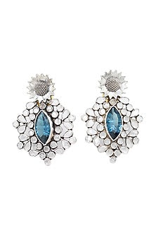 Silver Finish Green Hydro Gemstone Handmade Earrings In Sterling Silver