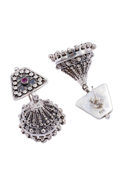 Silver Finish Pearl Jhumka Earrings In Sterling Silver