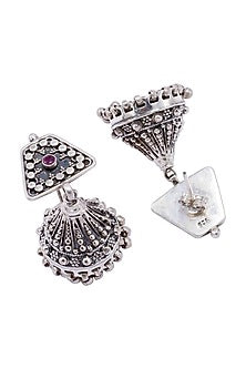 Silver Finish Pearl Jhumka Earrings In Sterling Silver