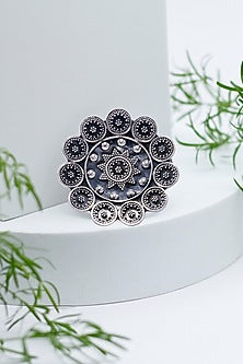 Silver Finish Handcrafted Tribal Ring In Sterling Silver