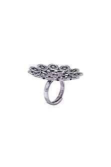 Silver Finish Handcrafted Tribal Ring In Sterling Silver