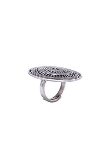 Oxidised Silver Finish Chakra Ring In Sterling Silver